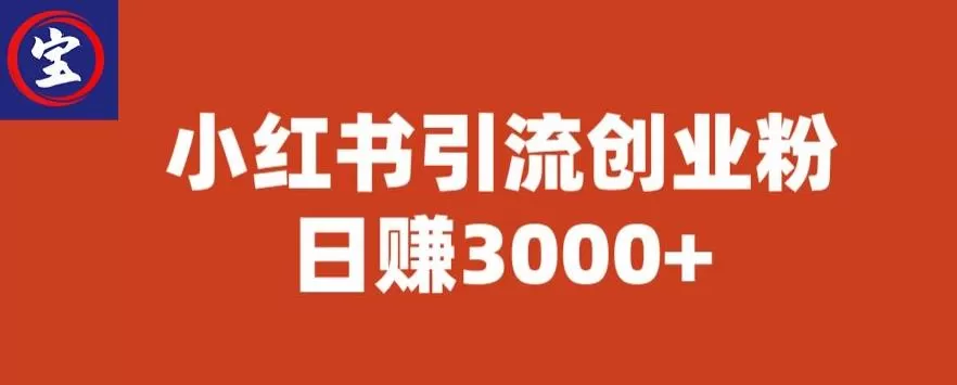 宝哥小红书引流创业粉,日赚3000+【揭秘】