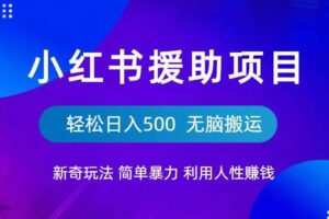 小红书援助项目新奇玩法，简单暴力，无脑搬运轻松日入500【揭秘】
