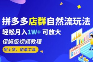 拼多多店群自然流玩法，轻松月入1W+保姆级视频教程（附上货、拍单工具）