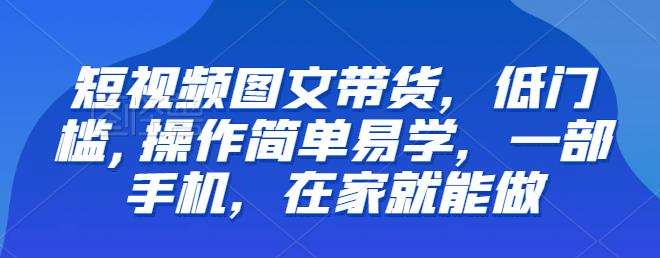 【推荐】短视频图文带货,低门槛,操作简单易学,一部手机,在家就能做