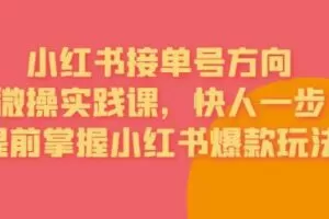 接单号方向·小红书微操实践课，快人一步，提前掌握小红书爆款玩法