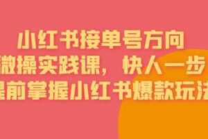 接单号方向·小红书微操实践课，快人一步，提前掌握小红书爆款玩法