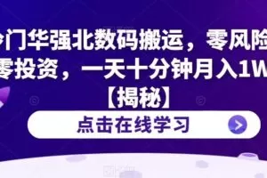 冷门华强北数码搬运，零风险，零投资，一天十分钟月入1W+【揭秘】