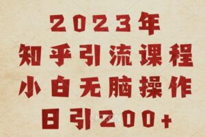 2023知乎引流课程，小白无脑操作日引200+【揭秘】