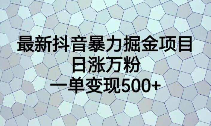 最新抖音暴力掘金项目，日涨万粉，一单变现500+【揭秘】