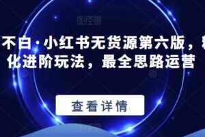 绅白不白·小红书无货源第六版，精细化进阶玩法，最全思路运营