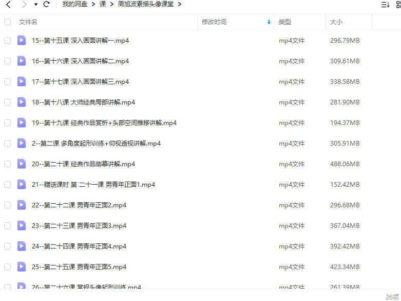 【缺课】周旭波2022素描头像课堂【画质高清只有视频】