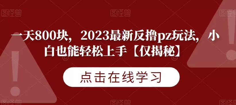 一天800块,2023最新反撸pz玩法,小白也能轻松上手【仅揭秘】