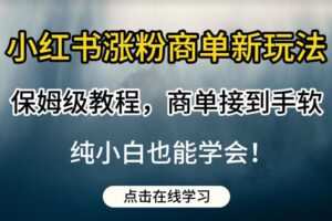 小红书涨粉商单新玩法，保姆级教程，商单接到手软，纯小白也能学会【揭秘】