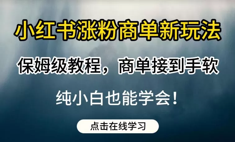 小红书涨粉商单新玩法,保姆级教程,商单接到手软,纯小白也能学会【揭秘】