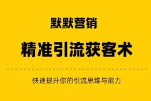 默默营销·精准引流+私域营销+逆袭赚钱（三件套）快速提升你的赚钱认知与营销思维