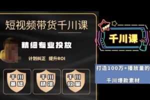 短视频带货-千川专业投放课，​精细化专业投放，计划纠正，提升ROI