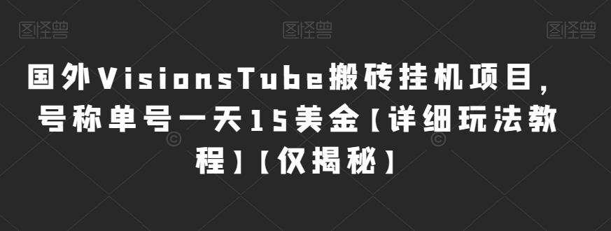 国外VisionsTube搬砖挂机项目,号称单号一天15美金【详细玩法教程】【仅揭秘】