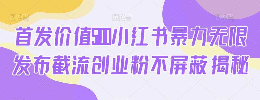 首发价值5100小红书暴力无限发布截流创业粉不屏蔽揭秘