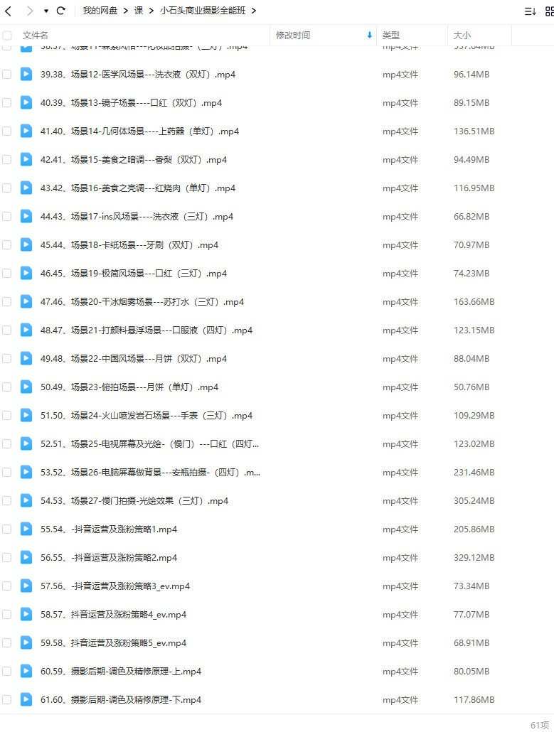 小石头商业摄影全能班2021年【画质不错只有视频】