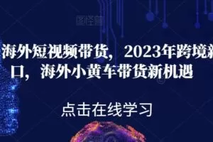 黑冰·海外短视频带货，2023年跨境新风口，海外小黄车带货新机遇
