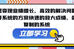 私域变现业绩增长，高效的解决问题，需要系统的方案快速的放大成绩，需要复制的系统