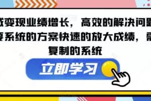 私域变现业绩增长，高效的解决问题，需要系统的方案快速的放大成绩，需要复制的系统
