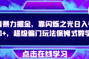 抖音暴力掘金，靠闪烁之光日入4000+，超级偏门玩法保姆式教学