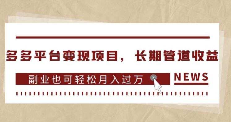 多多平台变现项目,长期管道收益,副业也可轻松月入过万