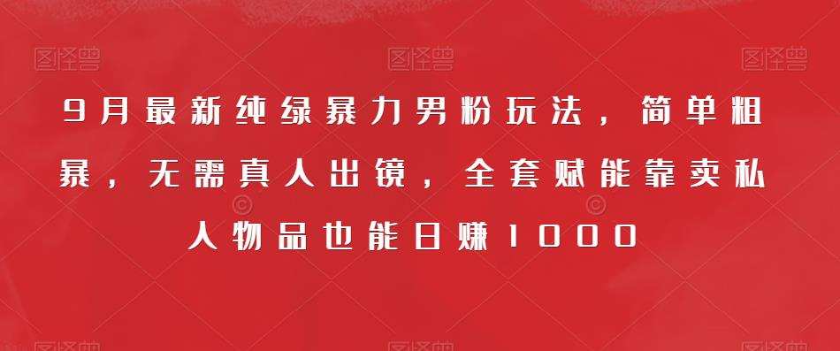 9月最新纯绿暴力男粉玩法,简单粗暴,无需真人出镜,全套赋能靠卖私人物品也能日赚1000