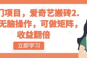 冷门项目，爱奇艺搬砖2.0，无脑操作，可做矩阵，收益翻倍【揭秘】