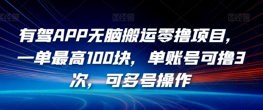 【第5844期】有驾APP无脑搬运零撸项目，一单最高100块，单账号可撸3次，可多号操作【揭秘】