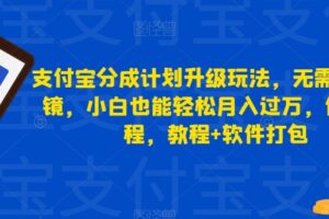 支付宝分成计划升级玩法，无需真人出镜，小白也能轻松月入过万，保姆教程，教程+软件打包