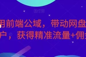 利用前端公域，带动网盘新用户，获得精准流量+佣金（揭秘）
