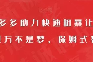 靠拼多多助力快速粗暴让你月入过万不是梦，保姆式教程【揭秘】