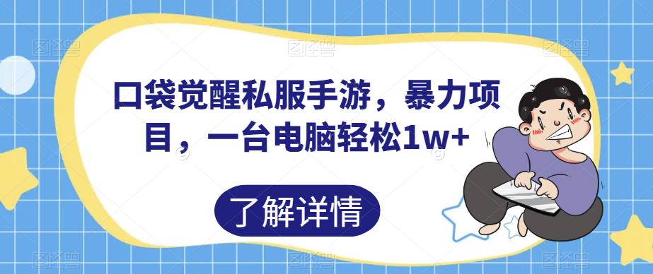 【第5688期】口袋觉醒怎么赚钱：口袋觉醒私服手游，暴力项目，一台电脑轻松1w+【揭秘】