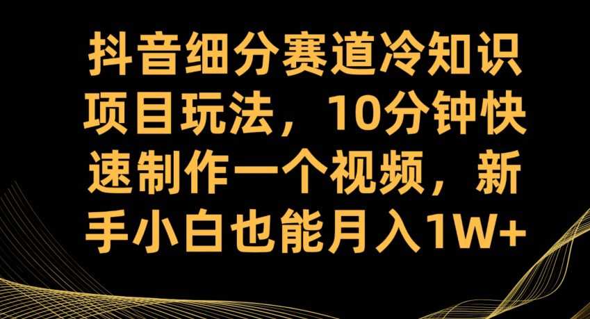 抖音细分赛道冷知识项目玩法,10分钟快速制作一个视频,新手小白也能月入1W+【揭秘】