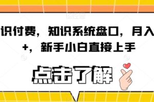 知识付费，知识系统盘口，月入1w+，新手小白直接上手