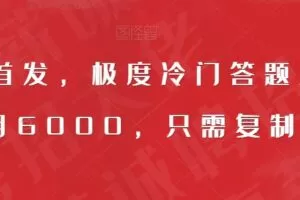 全网首发，极度冷门答题项目，一月6000，只需复制粘贴【揭秘】