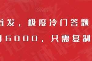 全网首发，极度冷门答题项目，一月6000，只需复制粘贴【揭秘】