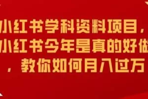 小红书学科资料项目，小红书今年是真的好做，教你如何月入过万【揭秘】