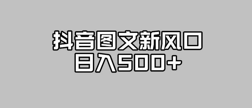 抖音图文最新风口,流量扶持非常高,日入500+【揭秘】