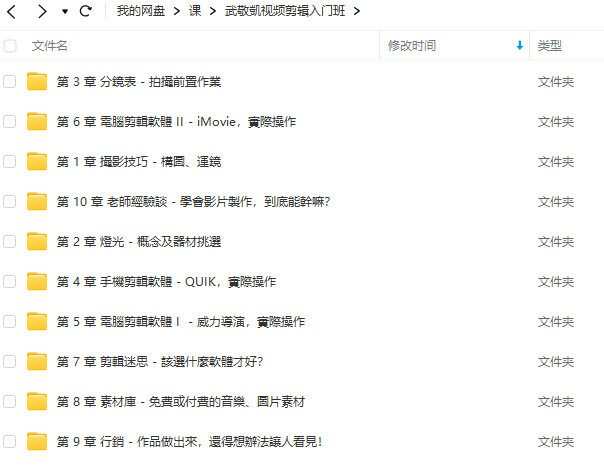武敬凱视频剪辑入门班【画质高清只有视频】