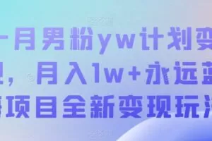 十月男粉yw计划变现，月入1w+永远蓝海项目全新变现玩法【揭秘】