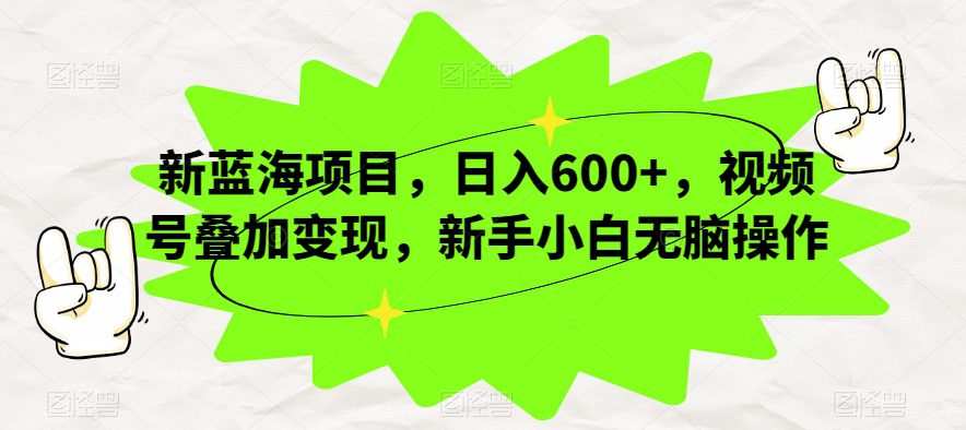 新蓝海项目,日入600+,视频号叠加变现,新手小白无脑操作【揭秘】