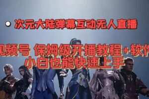 视频号次元大陆弹幕互动无人直播，视频号保姆级开播教程+软件，小白也能快速上手