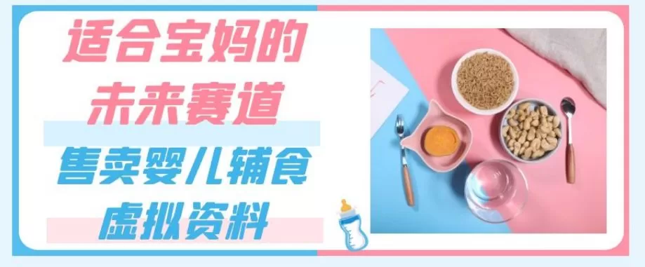 适合宝妈的未来赛道,售卖婴儿辅食虚拟资料,一份9.9-69.9元闭眼赚钱