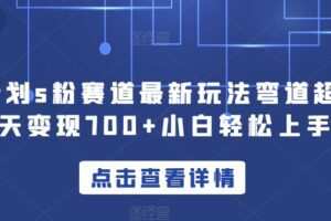 yw计划s粉赛道最新玩法弯道超车单天变现700+小白轻松上手