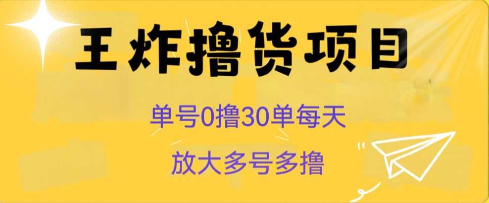 王炸撸货项目，单号0撸30单每天，多号多撸【揭秘】