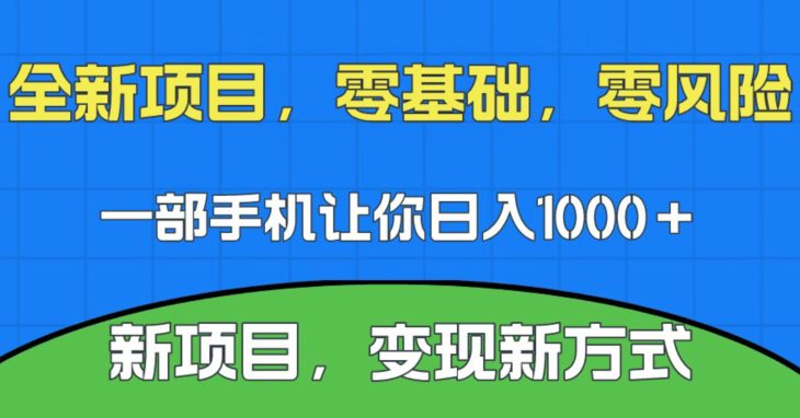 新项目,新平台,一部手机即可日入1000+,无门槛操作【揭秘】