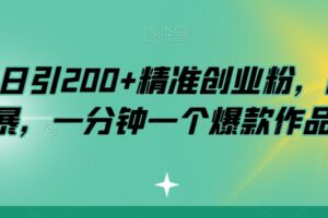 小红书日引200+精准创业粉，简单粗暴，一分钟一个爆款作品【揭秘】