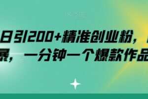 小红书日引200+精准创业粉，简单粗暴，一分钟一个爆款作品【揭秘】