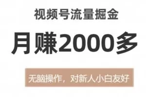 视频号流量掘金，无脑操作，对新人小白友好，月赚2000多【揭秘】