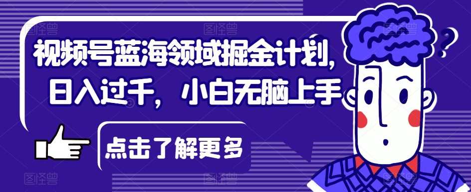 视频号蓝海领域掘金计划,日入过千,小白无脑上手【揭秘】