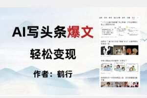 暴力拆解AI写头条爆文，轻松日入500+